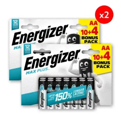 Pack de 2 - Max Plus Alcaline AA/LR6, pack de 10+4 Piles-Energizer Hot
