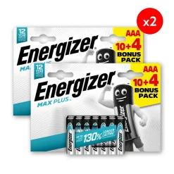 Pack de 2 - Max Plus Alcaline AAA/LR03, pack de 10+4 Piles-Energizer
