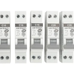 Pack de 5 disjoncteurs 1x10A + 2x16A + 2x20A --Zenitech New