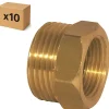 PACK de 10 réductions laiton a visser mâle/femelle installation plomberie chauffage diamètre 1/2" (15x21) femelle 3/8" (12x17)-Raccords Dumont Online