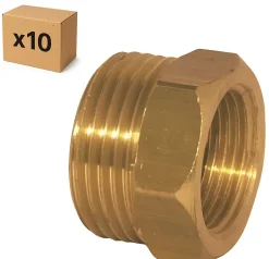 PACK de 10 réductions laiton a visser mâle/femelle installation plomberie chauffage diamètre 1/2" (15x21) femelle 3/8" (12x17)-Raccords Dumont Online