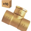 PACK de 10 Tés a souder laiton femelle installation plomberie chauffage diamètre 1/2" (15x21) pour tube cuivre diamètre 18^Raccords Dumont Discount