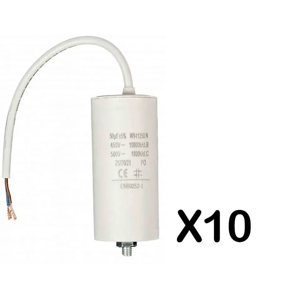 Pack FIXAPART 10x Condensateurs 50.0uf 450 V + Cable Condo fil 50mf^Nedis Outlet