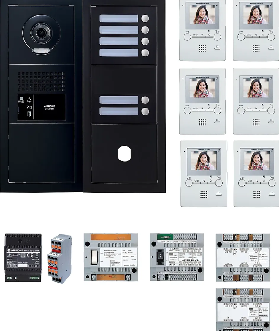 Pack vidéo 6 postes complet noir - - 200458-Aiphone Clearance