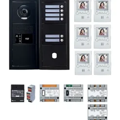 Pack vidéo 6 postes complet noir - - 200458-Aiphone Clearance