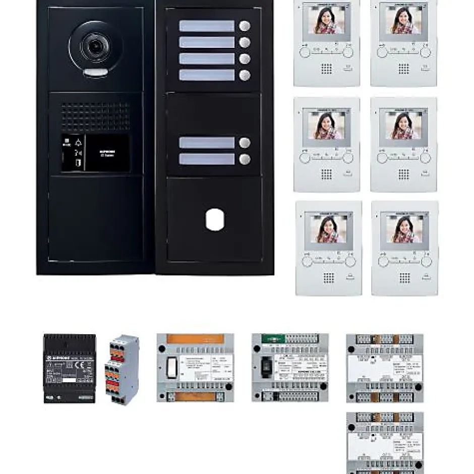 Pack vidéo 6 postes complet noir - - 200458-Aiphone Clearance