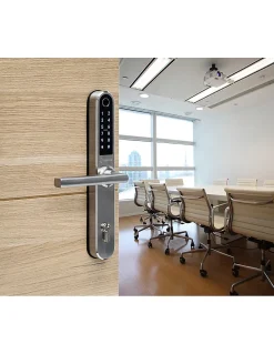 Paire de poignées connectées Intelock Multi, pour porte d'entrée, entr'axes 70mm, argent - INTELOCK^Thirard Hot