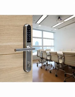 Paire de poignées connectées Intelock Multi, pour porte d'entrée, entr'axes 70mm, argent - INTELOCK^Thirard Hot