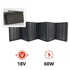 Panneau solaire portatif pliable SolarTec 60 - 60W 18V 3.3A - 6 pans monocristallins - Port USB A/C - Câble DC -^Protec