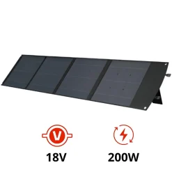 Panneau solaire portatif SolarTec 200 - 200w 18V 6.6A - 4 pans monocristallins - Port USB A-C - Câble DC -^Protec Discount