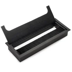 Passe-câbles de table Quadrum, rectangulaire, 269x80mm, à encastrer, Aluminium, Peint en noir-Emuca Online