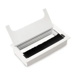 Passe-câbles de table Quadrum, rectangulaire, 159x80mm, à encastrer, Aluminium, Peint en blanc^Emuca Outlet