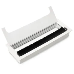 Passe-câbles de table Quadrum, rectangulaire, 269x80mm, à encastrer, Aluminium, Peint en blanc^Emuca New