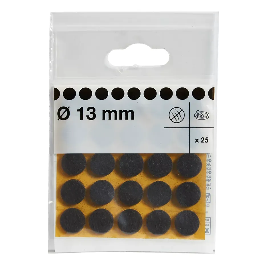 Patin en feutre auto-adhésifs 13 mm x 25, marron-Diall Hot