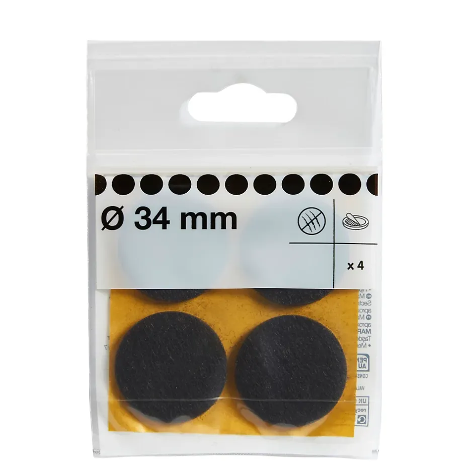Patin en feutre auto-adhésifs 34 mm x 4, marron^Diall Best