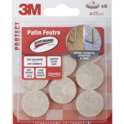 Patin feutre adhésif ø 25 mm, 8 pièces-3M Hot