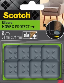 Patin glisseur adhésif carré gris ø24 mm-Scotch Discount