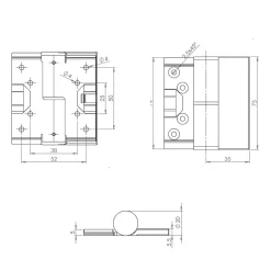 Paumelle à droite en acier inoxydable avec cache vis pour cabines sanitaires^Homewell Online