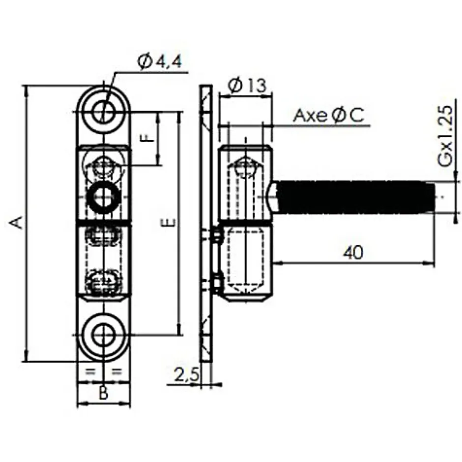 Paumelle fiche diamètre 13mm hauteur 68mm époxy blanc - - 654000^Monin New