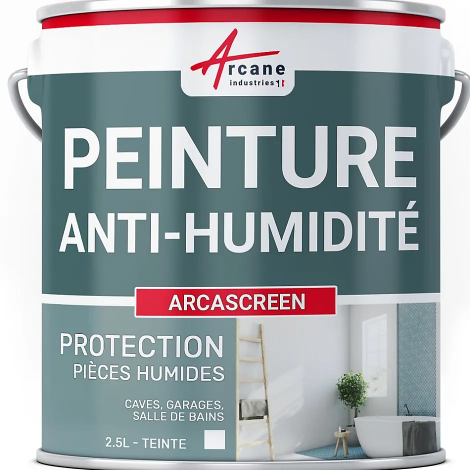 Peinture anti humidité mur humide salle de bain - ARCASCREEN - 2.5 L (jusqu'à 10 m²) --Arcane Industries Outlet