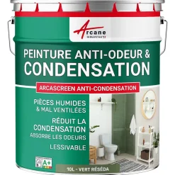 Peinture anti-condensation, anti odeur pour pièces humides Vert Réséda - RAL 6011 - 10 L -^Arcane Industries Discount