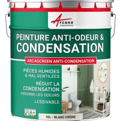 Peinture anti-condensation, anti odeur pour pièces humides : ARCASCREEN ANTI CONDENSATION Blanc Crème - 10 L --Arcane Industries Outlet