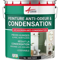 Peinture anti-condensation, anti odeur pour pièces humides Noir foncé RAL 9005 - 10 L --Arcane Industries Hot