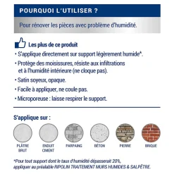 Peinture anti-humidité intérieur satin lin 0,75L-Ripolin Clearance