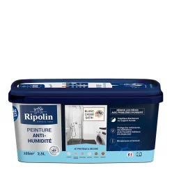 Peinture anti-humidité intérieur satin blanc cassé 2,5L-Ripolin Clearance