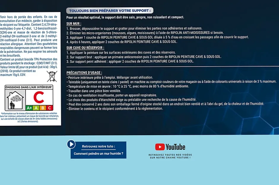 Peinture cave & sous-sol intérieur satin 2,5L^Ripolin New