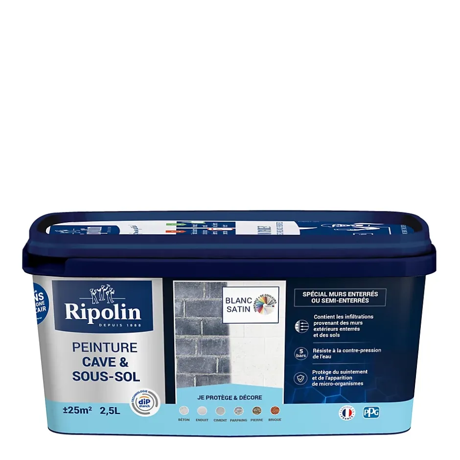 Peinture cave & sous-sol intérieur satin 2,5L^Ripolin New