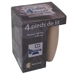 Pied de lit olive en hêtre H.15 x ø 5 cm, 4 pièces^ Clearance