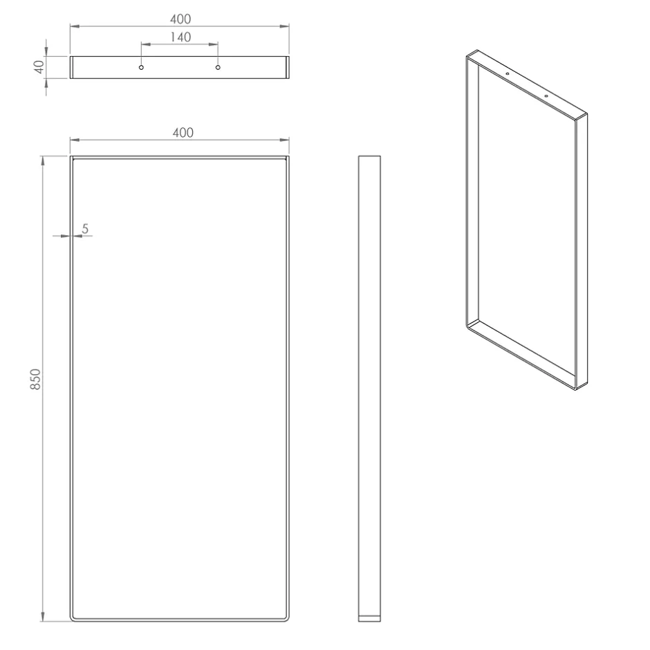 Pied de meuble cadre en acier noir Cime H. 85 cm- Best
