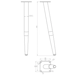 Pied de meuble fuseau en acier noir Cime H. 41 cm-