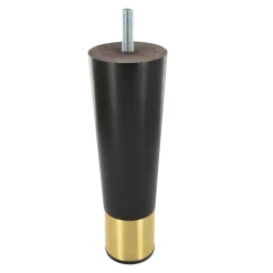 Pied de meuble fuseau en bois noir et doré Cime H. 16 cm^ Clearance