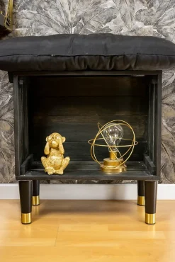 Pied de meuble fuseau en bois noir et doré Cime H. 16 cm^ Clearance