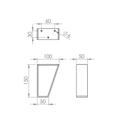 Pied de meuble triangle en acier noir H. 15 cm- New