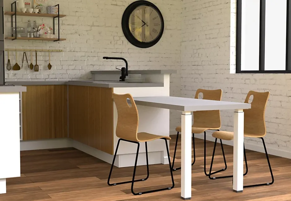 Pied de plan de travail carré en acier epoxy blanc Zoom H. 70 / 110 cm^Cime Best