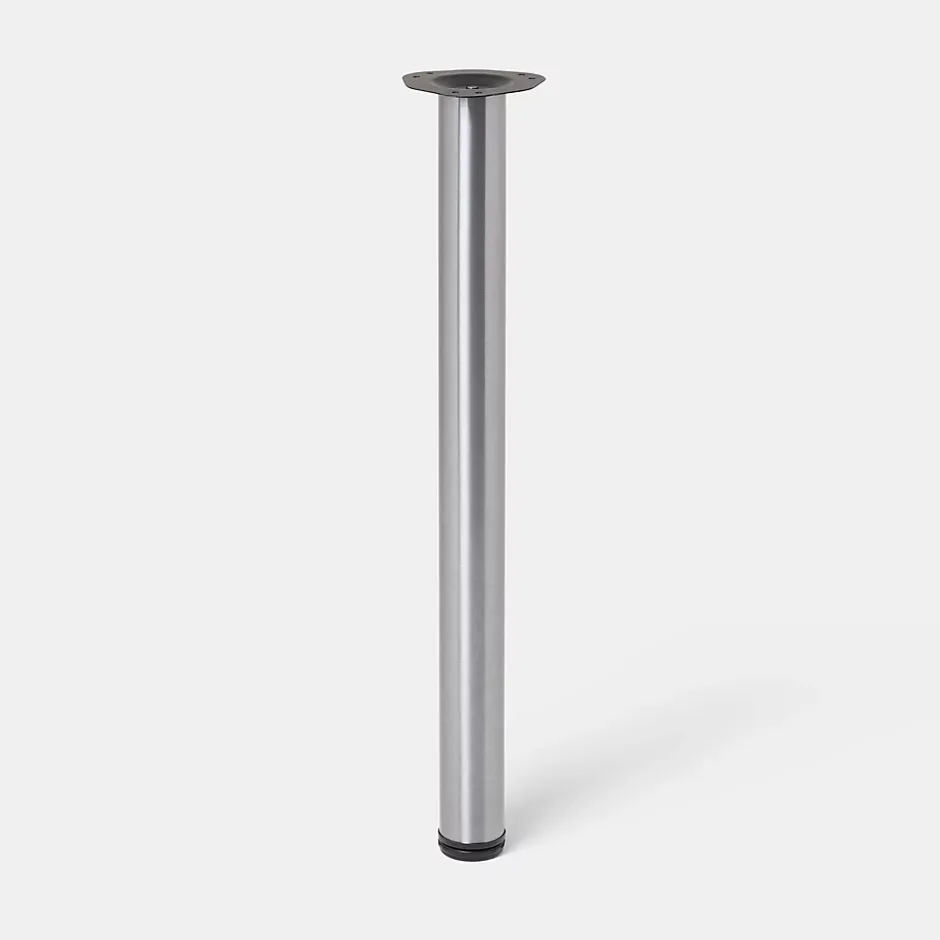 Pied de plan de travail Nantua H. 87.5 cm / 90 cm x ø 6 cm brossé, 1 pièce^GoodHome Clearance