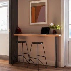 Pied de plan de travail Nantua H. 87.5 cm / 90 cm x ø 6 cm noir, 1 pièce-GoodHome Sale