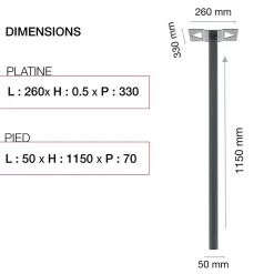 Pied elliptique Gris anthracite mat RAL 7016M-Renz New