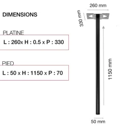 Pied elliptique Noir mat RAL 9005MT30^Renz