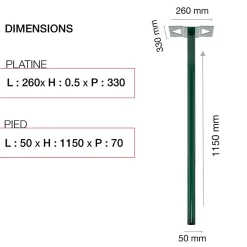 Pied elliptique Vert brillant RAL 6005B-Renz