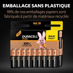 Pile alcaline AA (LR6) Plus, lot de 18-Duracell Outlet