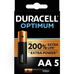 Pile alcaline AA (LR6) Optimum, lot de 5^Duracell