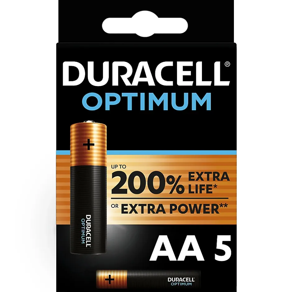 Pile alcaline AA (LR6) Optimum, lot de 5^Duracell