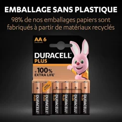 Pile alcaline AA (LR6) Plus, lot de 6^Duracell