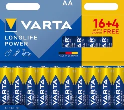 Pile alcaline AA LR6 Longlife Power, lot de 20-Varta Best