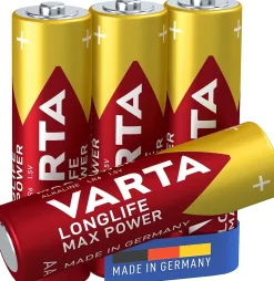 Pile alcaline AA (LR6) Long-life Max Power, lot de 4^Varta Hot