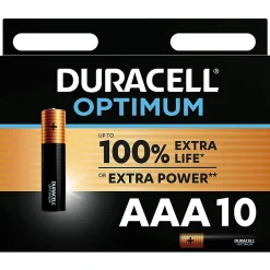 Pile alcaline AAA (LR03) Optimum, lot de 10^Duracell New